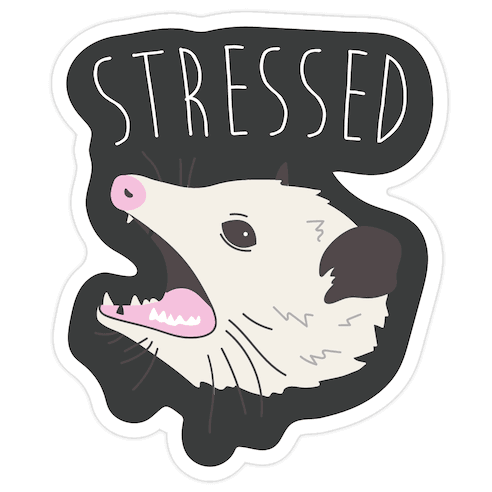 Stressed Opossum Die Cut Sticker