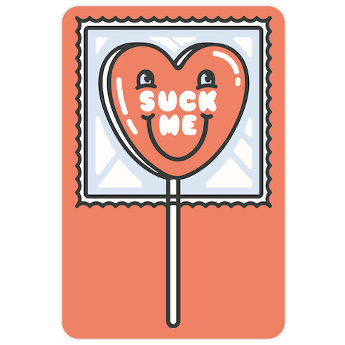 Suck Me Heart Lollipop Die Cut Sticker