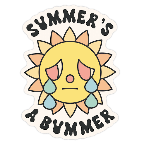 Summer's A Bummer (Retro Sad Sun) Die Cut Sticker