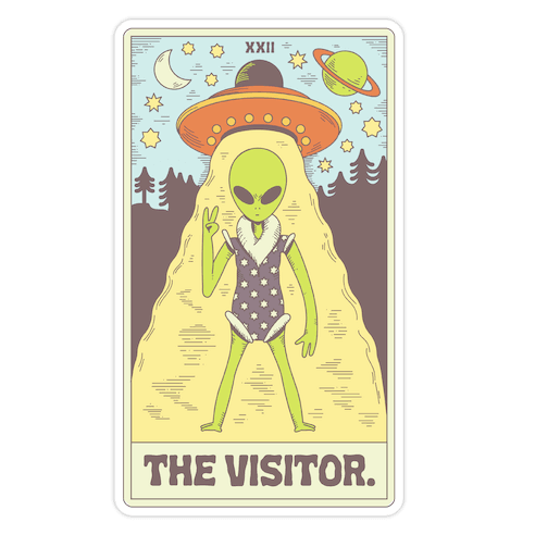 The Visitor Alien Tarot Card Die Cut Sticker