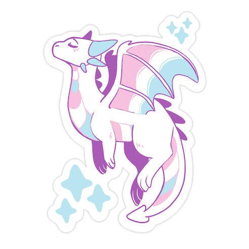 Trans Pride Dragon Die Cut Sticker
