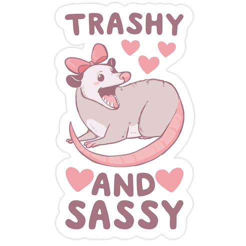 Trashy and Sassy Possum Die Cut Sticker