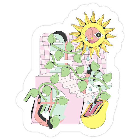 Trippy Sunflower Shower Die Cut Sticker