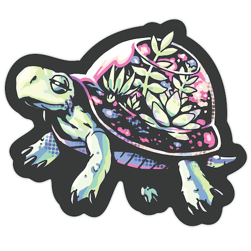 Turtle Succulent Terrarium Die Cut Sticker