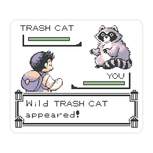 Wild Trash Cat Appears! Die Cut Sticker