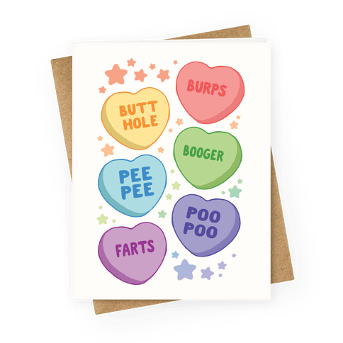 Immature Candy Hearts Greeting Card