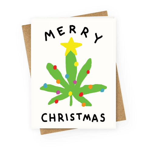 Merry Christmas Pot Leaf Greeting Card