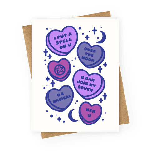 Witchy Candy Hearts Greeting Card