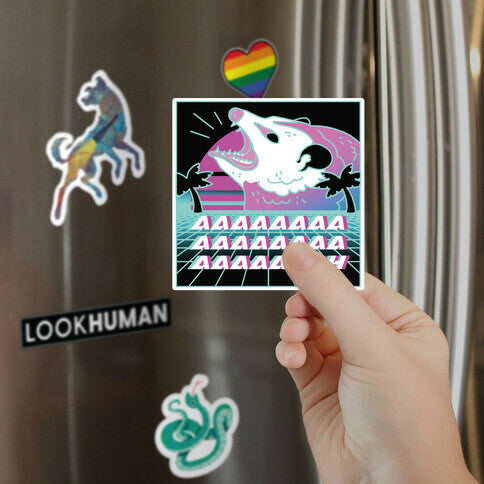 Screaming Retrowave Possum Magnet