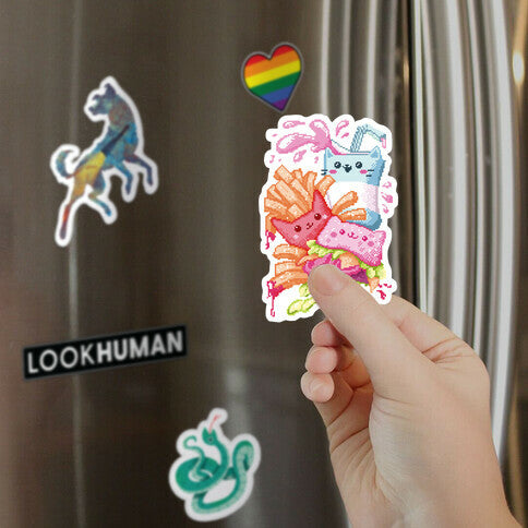 Purrger and fries Pixel Art Magnet