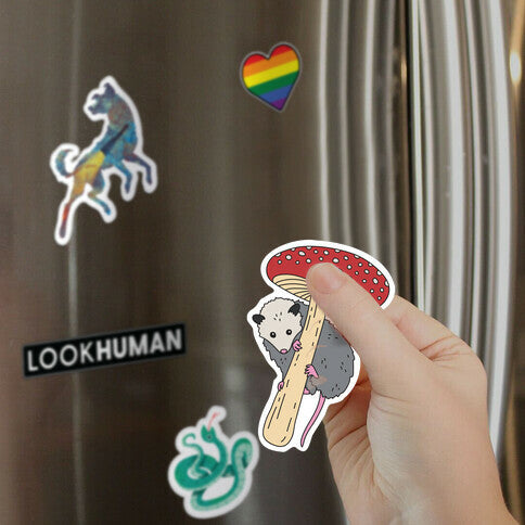 Opossum Mushroom Magnet