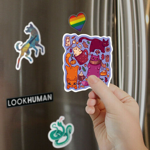 Fall Cats Pattern Magnet