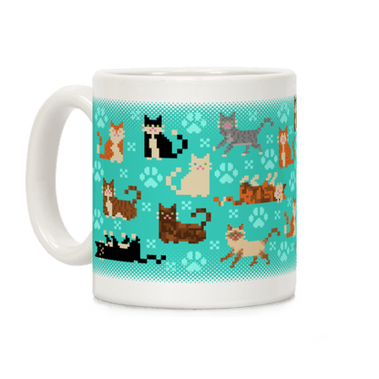 Cute Pixel Kitty Cats Coffee Mug