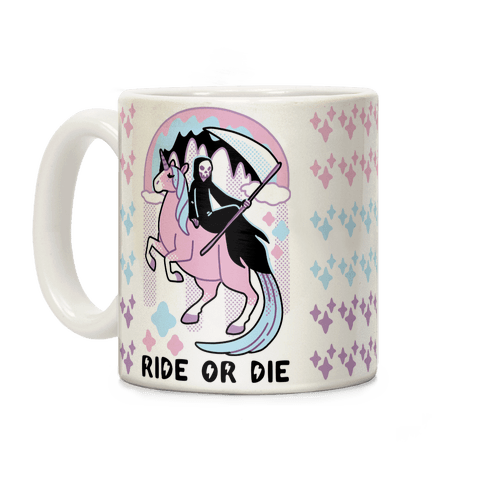 Ride or Die - Grim Reaper and Unicorn Coffee Mug