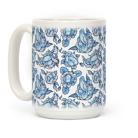 Floral Penis Blue Coffee Mug
