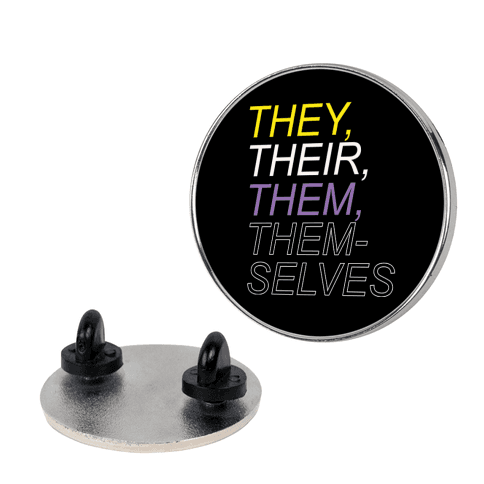 They Their Them Themselves White Print Lapel Pin