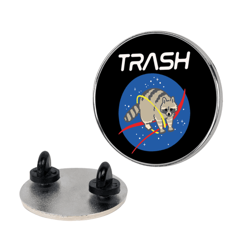 Trash Raccoon Nasa Logo Parody White Print Lapel Pin