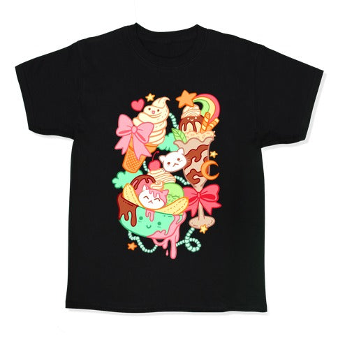 Cute Cat Sundae & Kawaii Ice Cream Kid's Tee