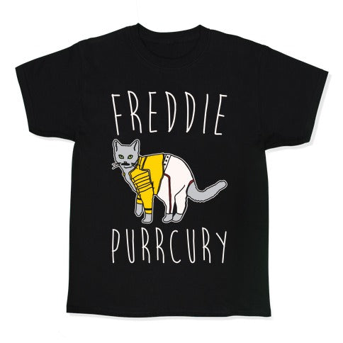 Freddie Purrcury Cat Parody White Print Kid's Tee