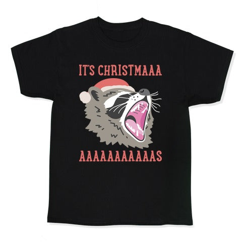 It's Christmas Screaming Raccoon Kid's Tee