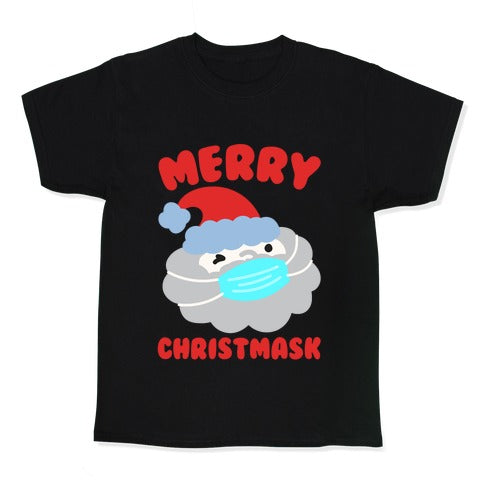 Merry Christmask White Print Kid's Tee