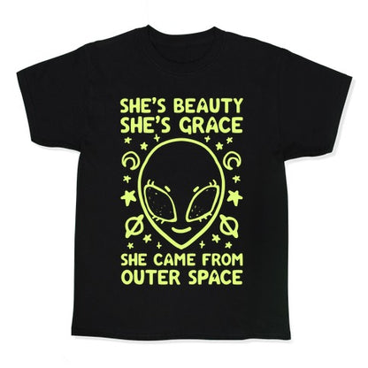 She's Beauty She's Grace She Came From Outer Space Kid's Tee