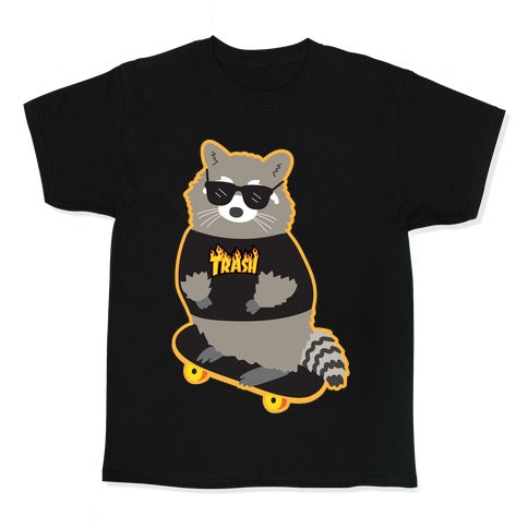 Skate Trash Raccoon Parody Kid's Tee