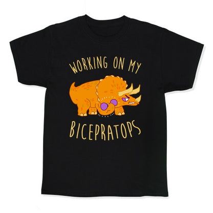 Working on My Bicepratops Kid's Tee