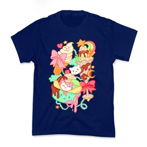 Cute Cat Sundae & Kawaii Ice Cream Kid's Tee