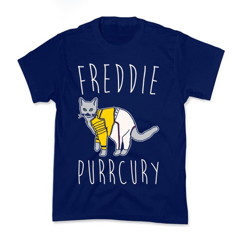 Freddie Purrcury Cat Parody White Print Kid's Tee