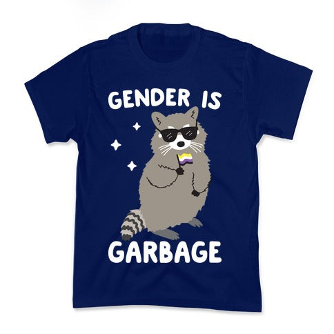 Gender Is Garbage Non-binary Raccoon Kid's Tee