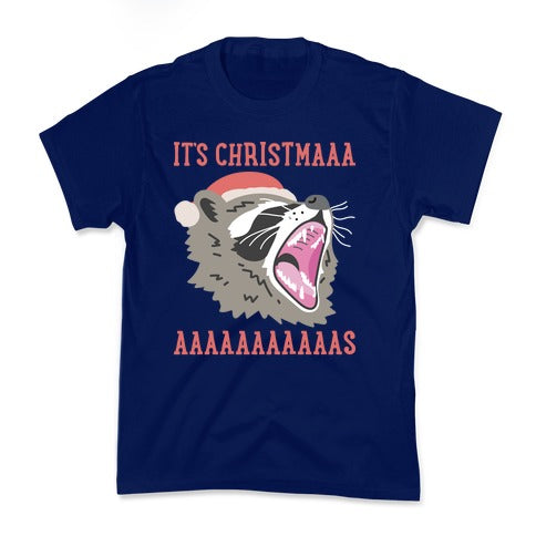 It's Christmas Screaming Raccoon Kid's Tee