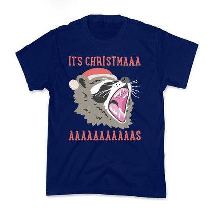 It's Christmas Screaming Raccoon Kid's Tee