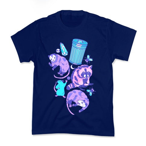 Pastel Goth Trash Animals Pattern Kid's Tee