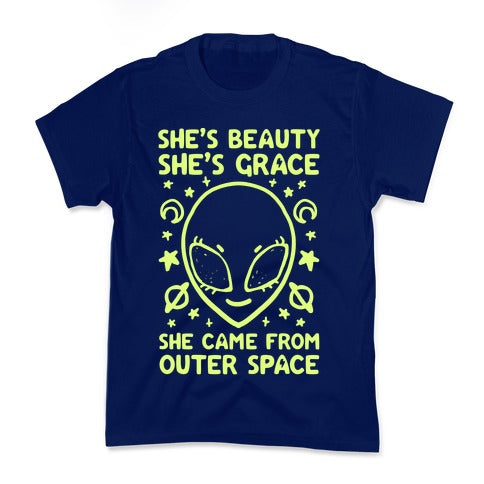 She's Beauty She's Grace She Came From Outer Space Kid's Tee