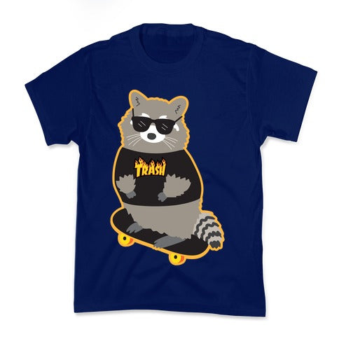 Skate Trash Raccoon Parody Kid's Tee