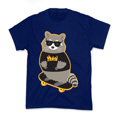 Skate Trash Raccoon Parody Kid's Tee