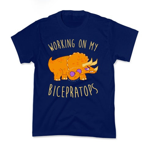 Working on My Bicepratops Kid's Tee