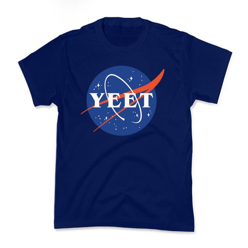 Yeet Nasa Logo Parody White Print Kid's Tee