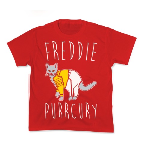 Freddie Purrcury Cat Parody White Print Kid's Tee