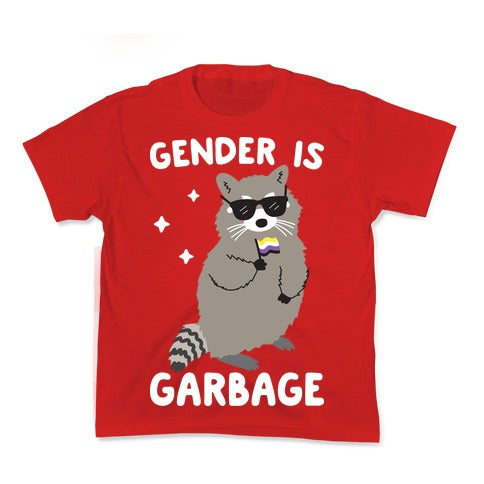 Gender Is Garbage Non-binary Raccoon Kid's Tee