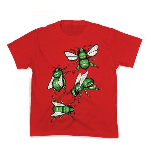 Green Orchid Bee Pattern (No Flowers) Kid's Tee