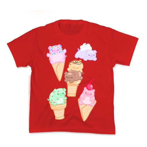 Ice Cream Pigs Pattern Kid's Tee