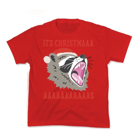It's Christmas Screaming Raccoon Kid's Tee