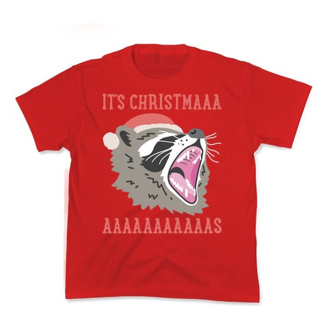 It's Christmas Screaming Raccoon Kid's Tee