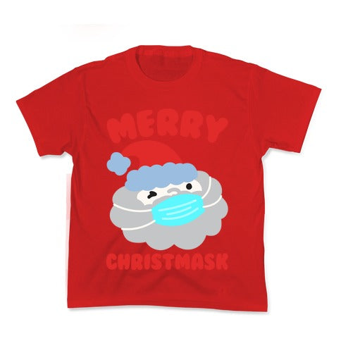 Merry Christmask White Print Kid's Tee