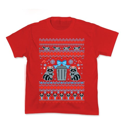 Raccoon Ugly Christmas Sweater Kid's Tee