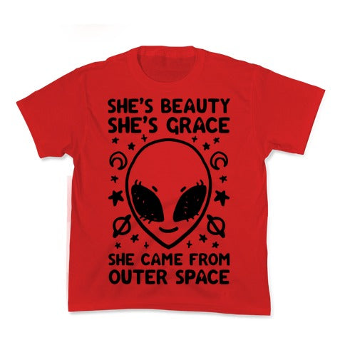 She's Beauty She's Grace She Came From Outer Space Kid's Tee