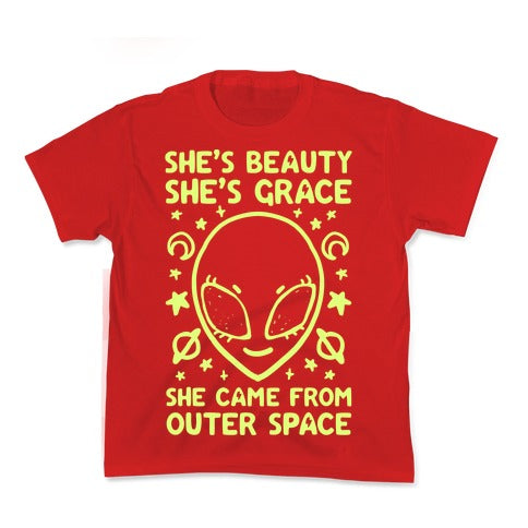 She's Beauty She's Grace She Came From Outer Space Kid's Tee