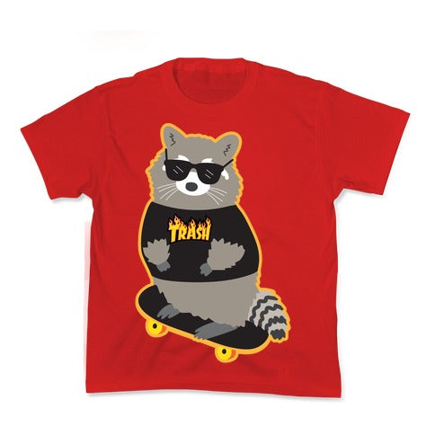 Skate Trash Raccoon Parody Kid's Tee